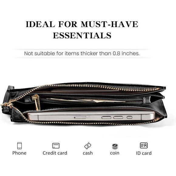 ❤️ Leather Wristlet Clutch for Women Ultra-Slim Ladies Credit Card Holder Wallet - Picture 4 of 9